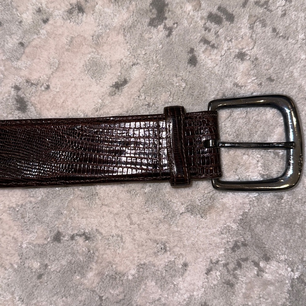 Women’s Polo Ralph Lauren genuine lizard dark chocolate brown belt